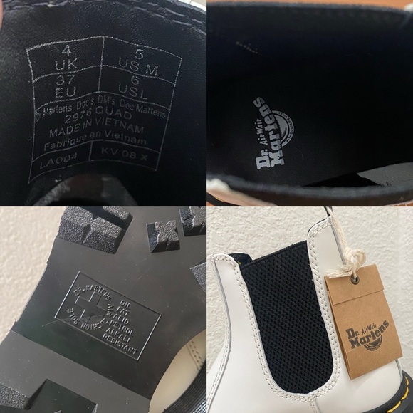 DR MARTENS 2976 White Quad Smooth Leather Platform Chelsea Boots Size 6 Women’s - Picture 16 of 16